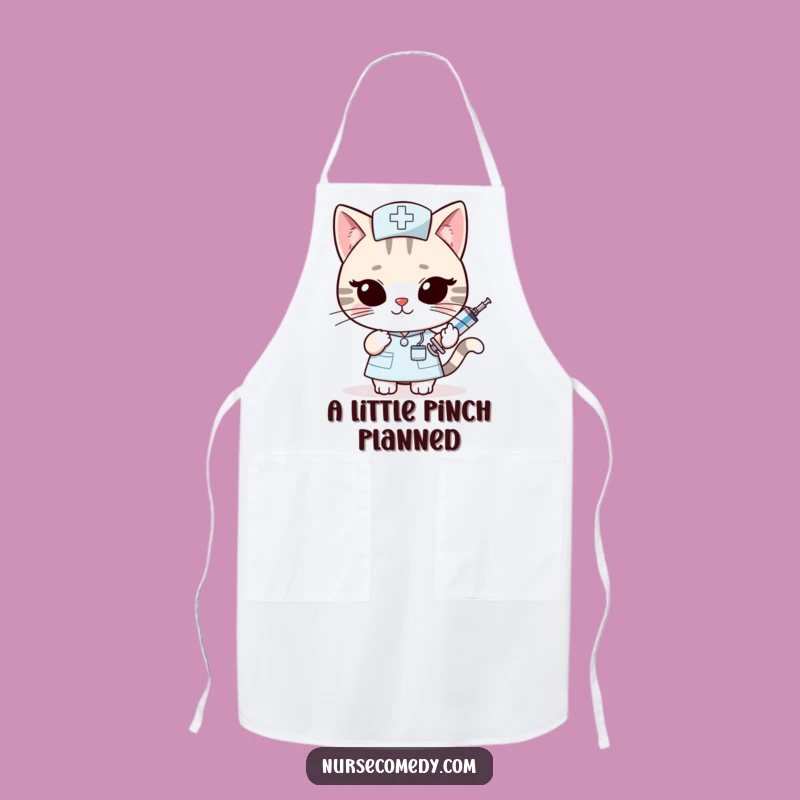 Funny Kawaii Cat Nurse Apron: Sly Syringe Offer - Cook with Mischief!