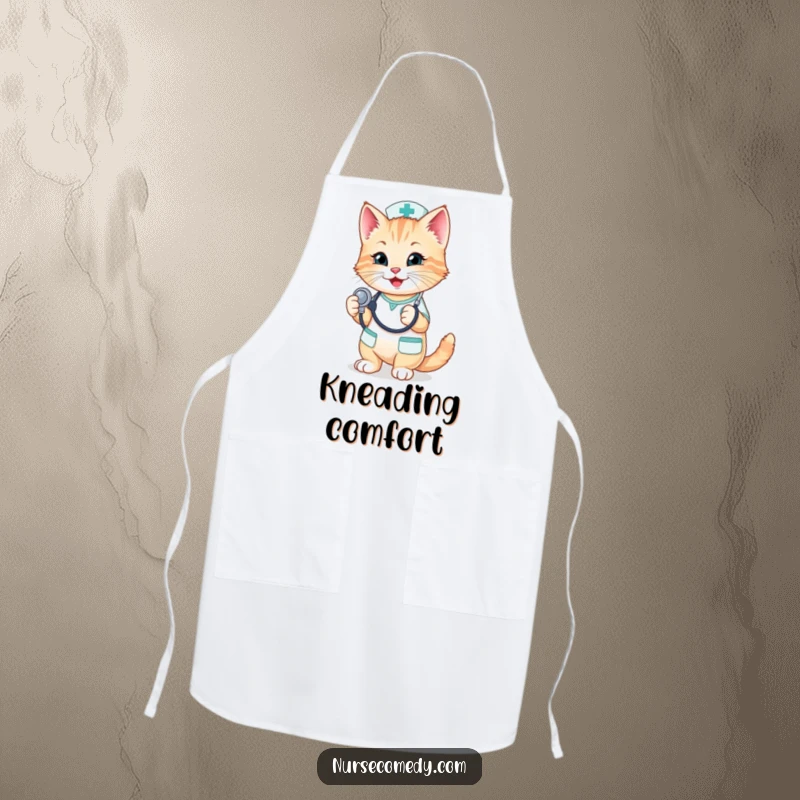 Funny Kitten Nurse Apron: A charming kitten nurse playfully holds a stethoscope, adding a delightful and humorous touch to this practical apron.