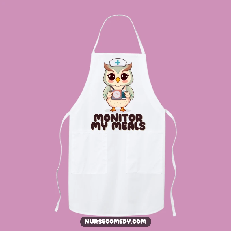 Funny Owl Nurse Apron: Charming Kitchen Accessory for Vigilant Cooks