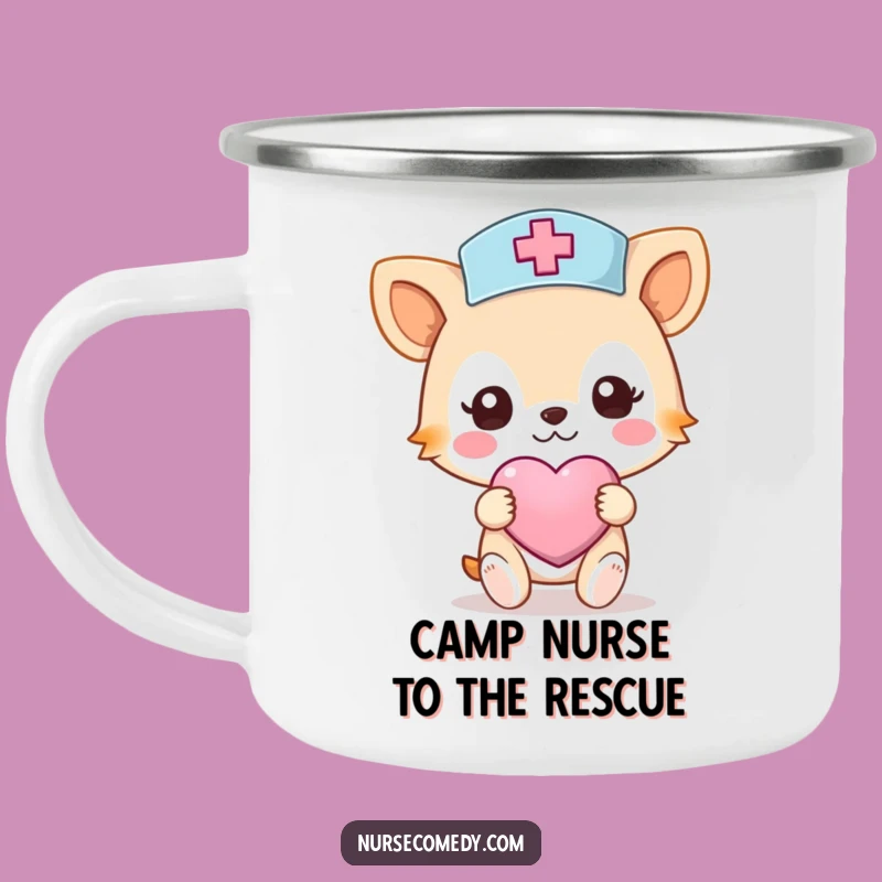 Adventure Funny Nurse Animal Camping Mug: Caring Character, Heart Bandage, Gift!