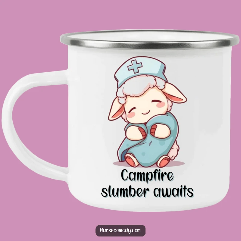 Funny Sheep Nurse Camping Mug: Cozy Enamel Cup for Relaxing Outdoors