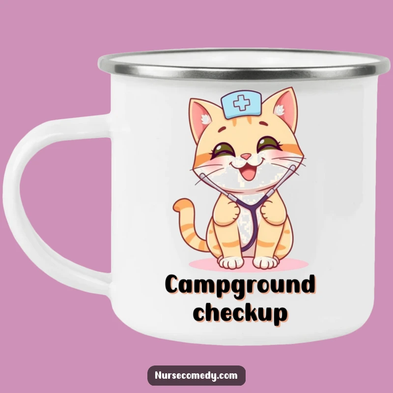 Funny Cat Nurse Camping Mug: Durable Playful Feline Outdoor Gift