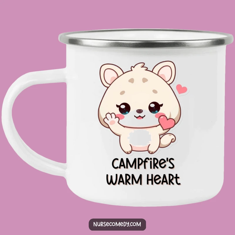Durable Funny Kawaii Animal Camping Mug: Heart Wave Hello, Rugged Funny Gift
