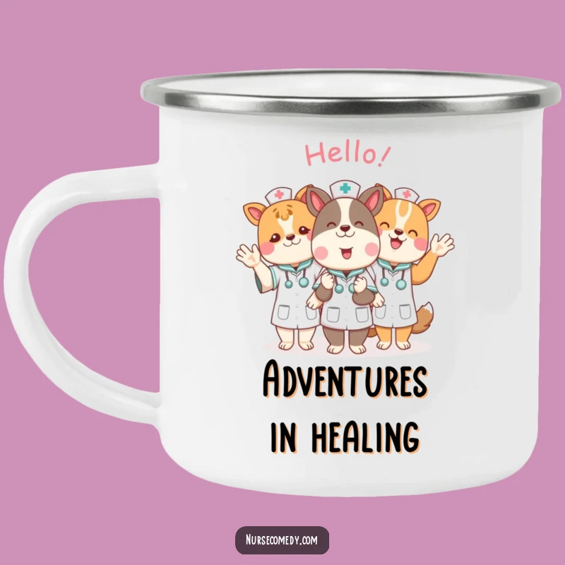 Funny Animal Nurse Camping Mug: Cheerful Hellos for Your Outdoor Adventures