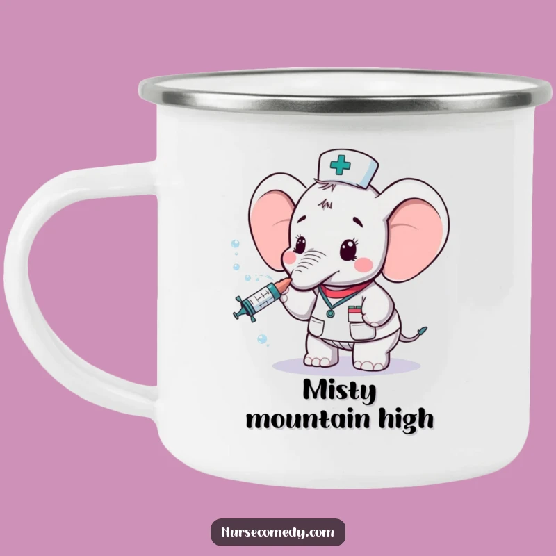 Funny Elephant Nurse Camping Mug: Durable & Cute Enamel Cup, Perfect Outdoor Gift