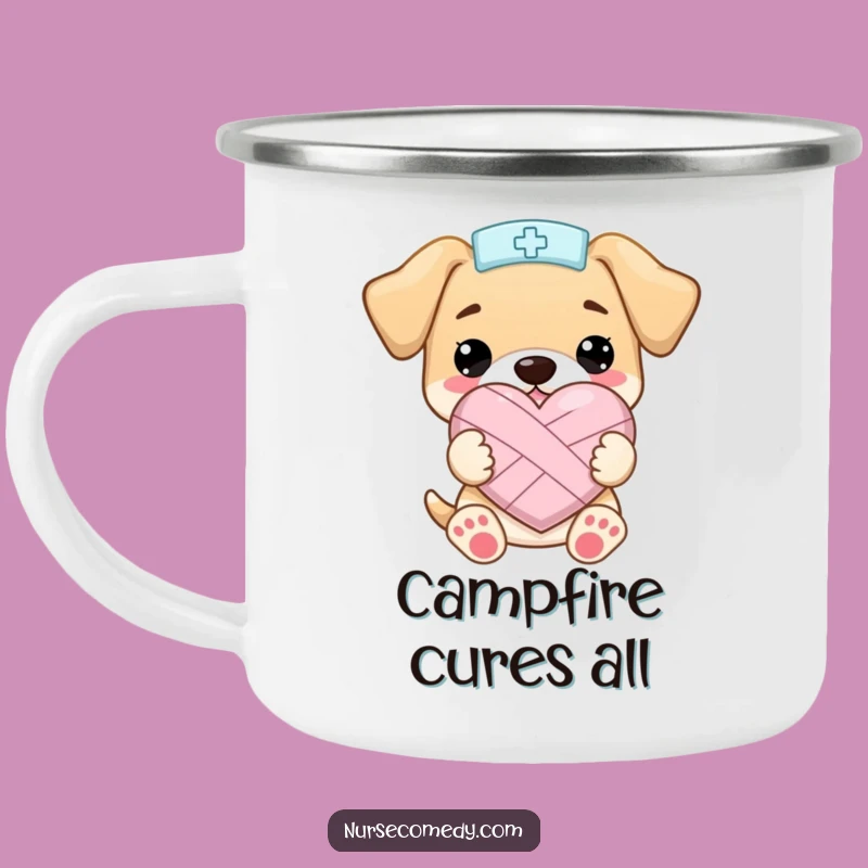 Funny Kawaii Puppy Nurse Heart Camping Mug: Your Trail Buddy for Warm Drinks