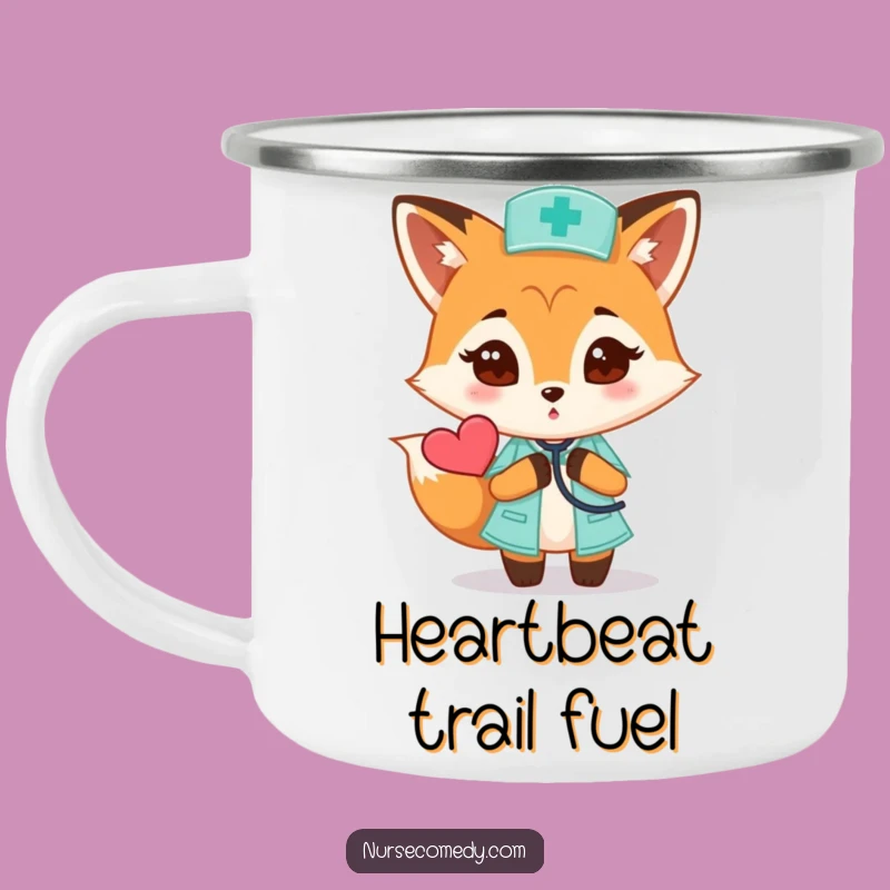 Funny Fox Nurse Camping Mug: Curious Heart Check, Outdoor Doctor Gift