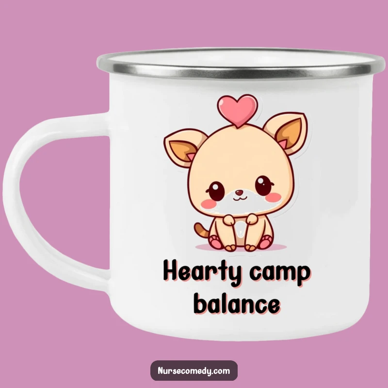 Durable Funny Kawaii Animal Camping Mug: Playful Heart Balance, Outdoor Funny Gift