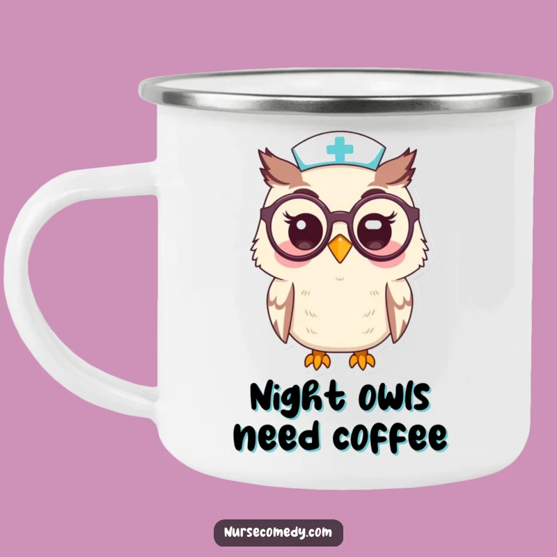 Funny Kawaii Owl Nurse Specs Camping Mug: Your Wise Companion for Outdoor Brews