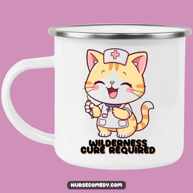 Funny Cat Nurse Camping Mug - Trail-Ready Humor for Outdoor Healing
