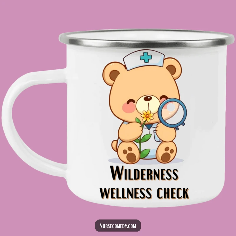 Funny Kawaii Bear Nurse Flower Camping Mug: Caring Brews for Outdoor Adventures
