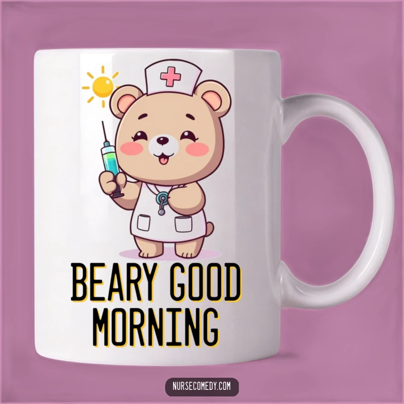 Funny Bear Nurse Mug - Cheerful Sunshine Gift for Healthcare Heroes