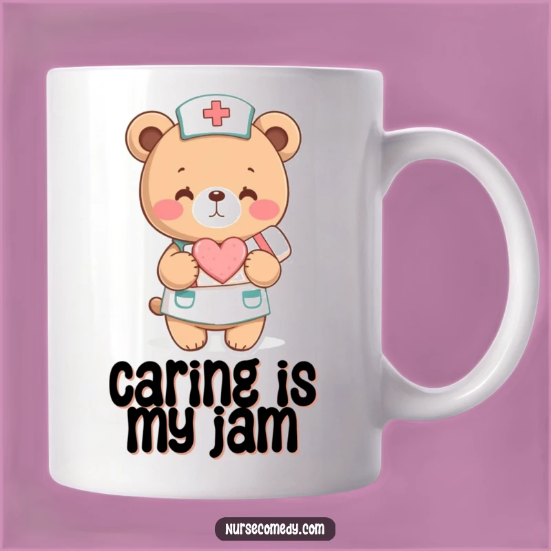 Show your appreciation with this funny mug featuring a bear nurse offering comfort. It's the perfect way to say thanks to healthcare heroes, a great funny gift.