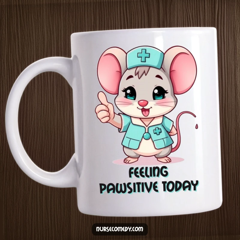 Funny mouse nurse character with a stethoscope, enthusiastically giving a cheerful thumbs up, perfect for a healthcare gift.