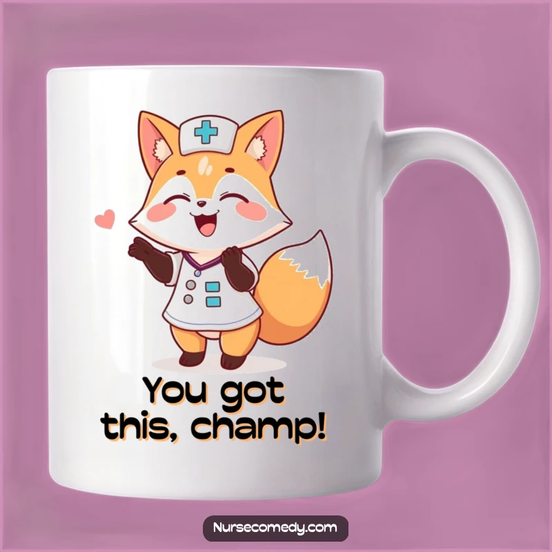 Funny Fox Nurse Pat Back Mug: Adorable Animal Doctor Gift for Her!