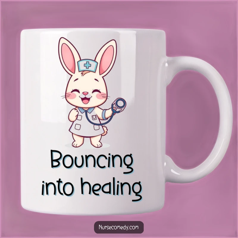 Funny Kawaii Bunny Nurse Mug: Cheerful Healing Humor Gift