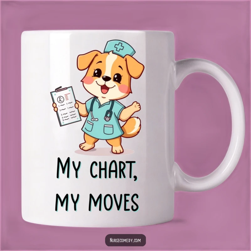 Funny Dog Nurse Dancing Mug: Hilarious Medical Chart Gift for Vet Techs
