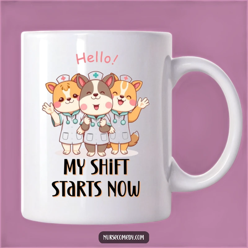 Funny Animal Nurse Mug: Cheerful Hello from Cute Critters, Perfect Nurse Gift