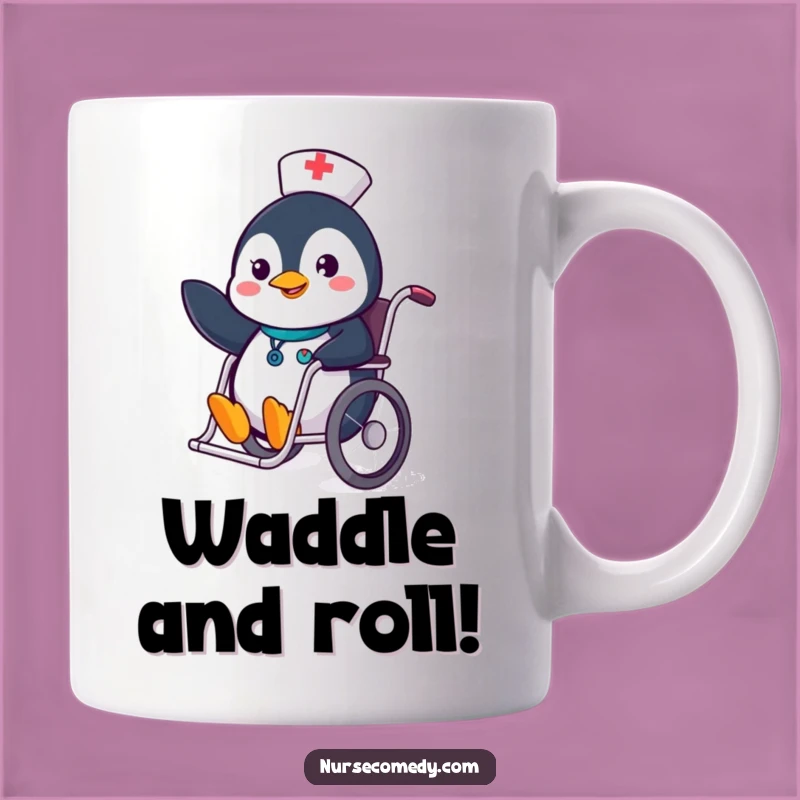 Funny Penguin Nurse Mug - Cheerful Wheelchair Wave, Perfect Doctor Gift!