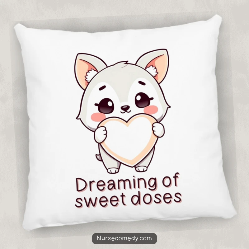 Funny Health Animal Pillow: A plush pillow featuring a winking animal character holding a giant heart-shaped pill.