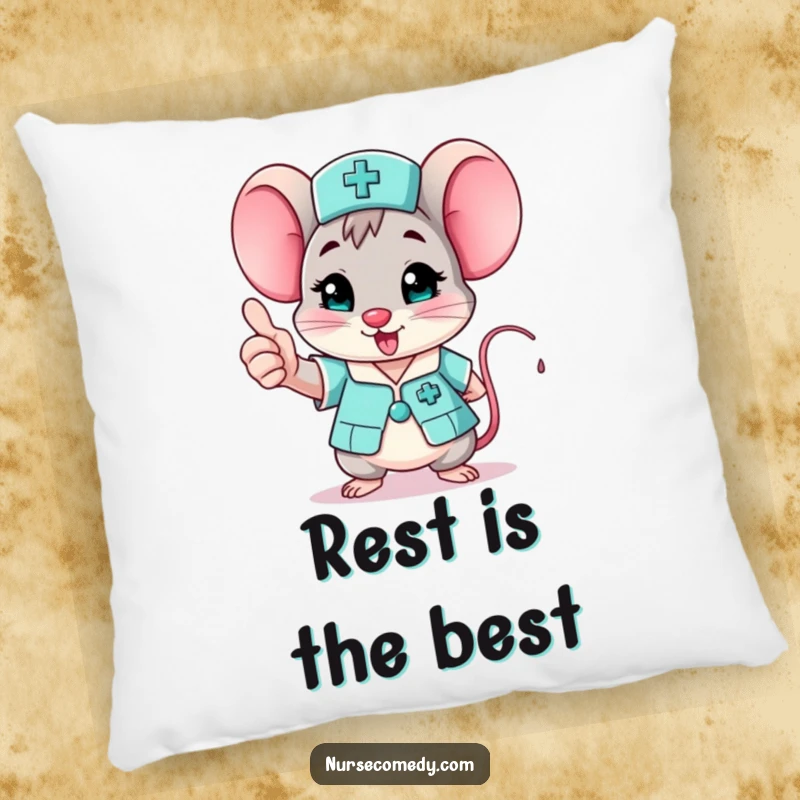 Funny mouse nurse pillow, a cute character giving a cheerful thumbs up, soft and huggable gift.
