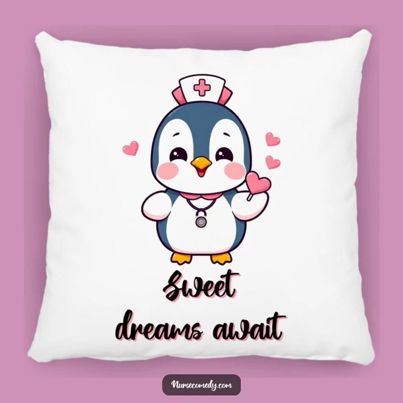Funny Penguin Nurse Pillow: Cozy Candies, Humorous Gift for Comfort