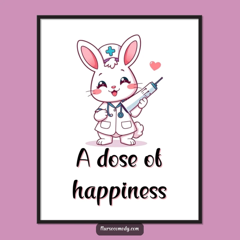 Funny Kawaii Bunny Nurse Digital Print - Cute Wall Decor