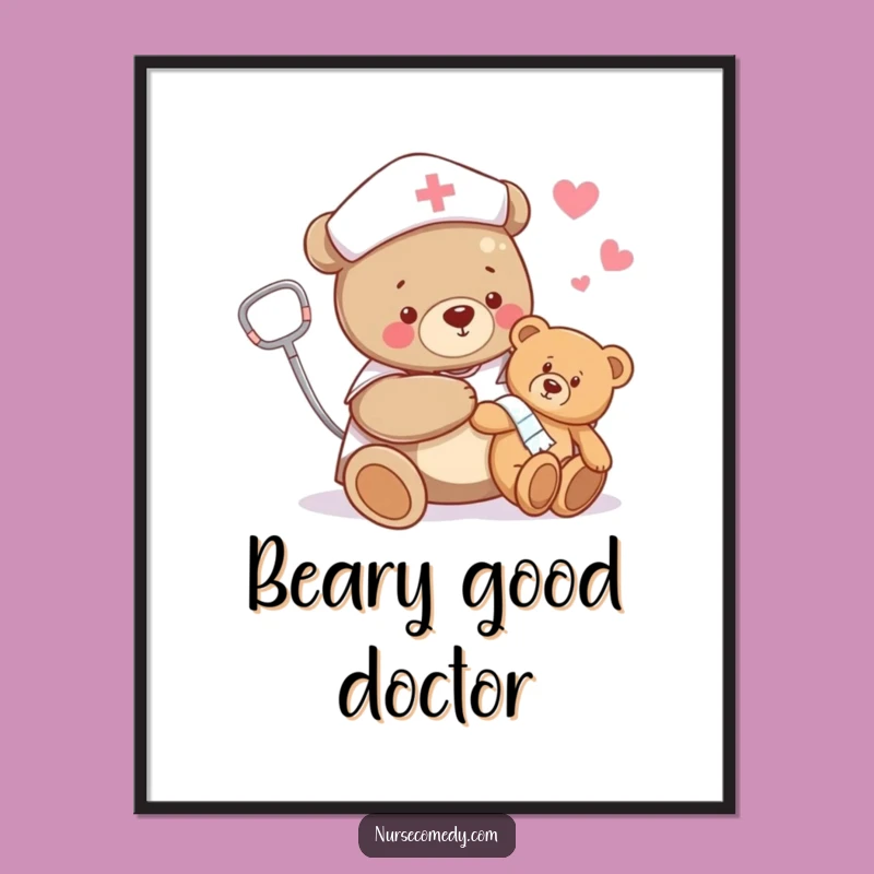 Funny Bear Nurse Digital Art: Instant Gentle Healer Download