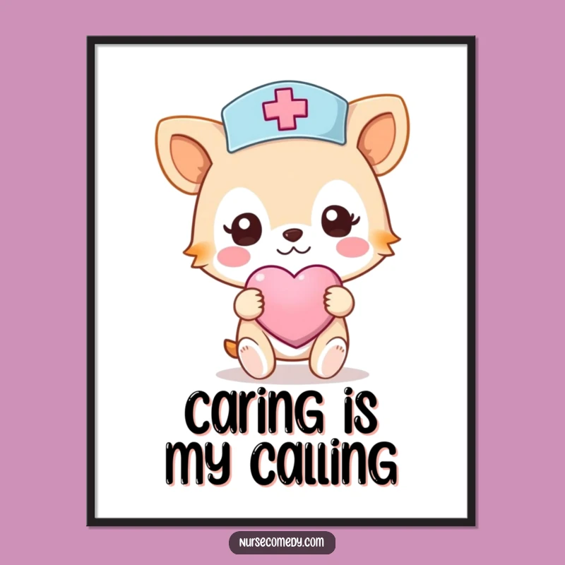 Download Funny Nurse Animal Art: Caring Character, Heart Bandage, Instant Gift!