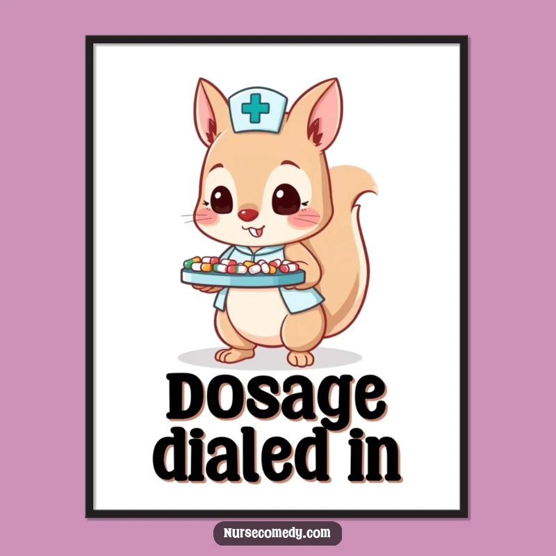 Funny Squirrel Nurse Digital Print: Energetic Healthcare Art for Instant Download