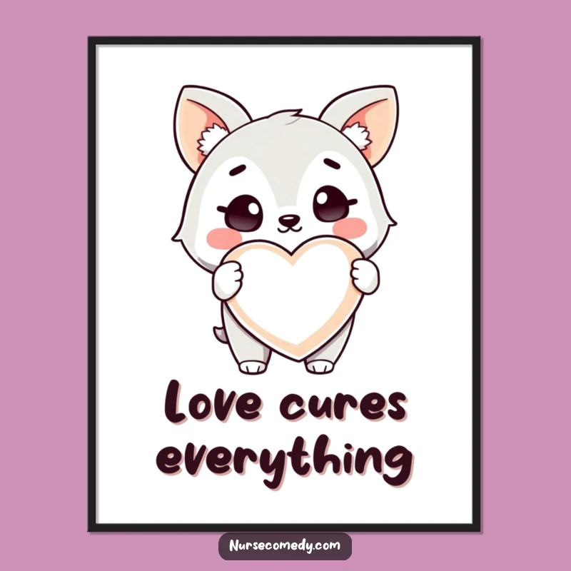 Download Funny Health Animal Art: Winking Character, Heart Pill, Instant Gift!