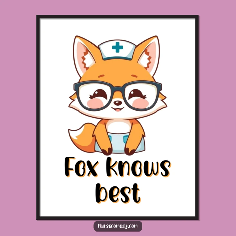 Funny Fox Nurse Digital Art: Warm & Welcoming Print for Your Walls