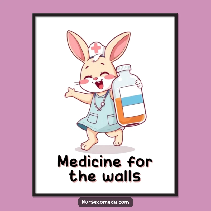Funny Bunny Nurse Art Print - Hilarious Digital Decor for Instant Cheer