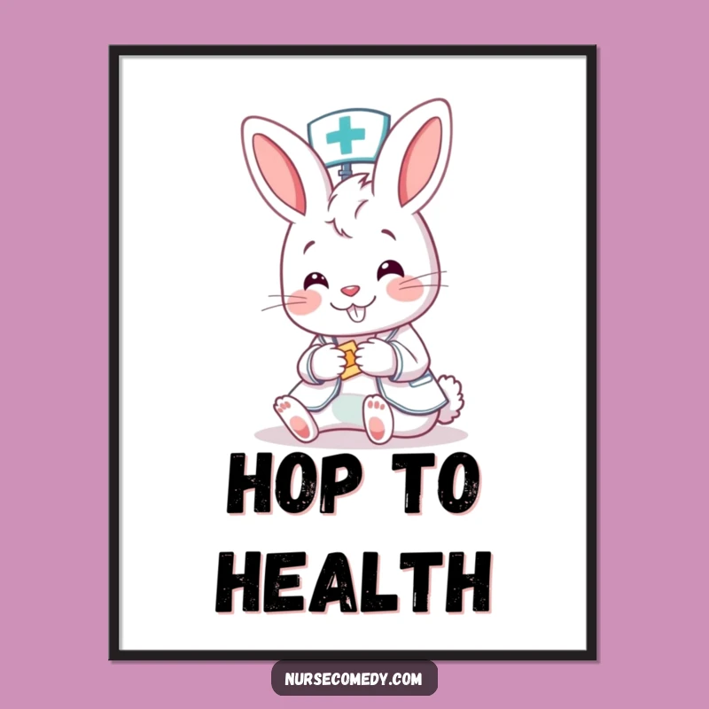 Funny Bunny Nurse Digital Art - Instant Adorable Healthcare Decor