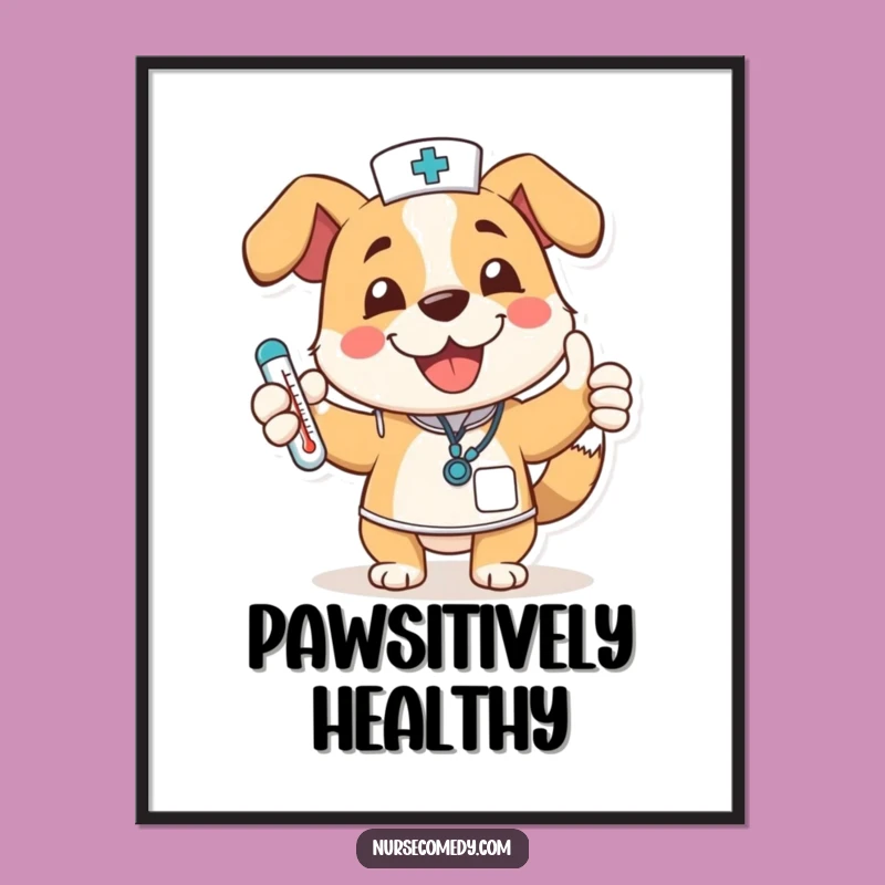 Funny Dog Nurse Digital Art: Cheerful Cartoon Download for Instant Cheer