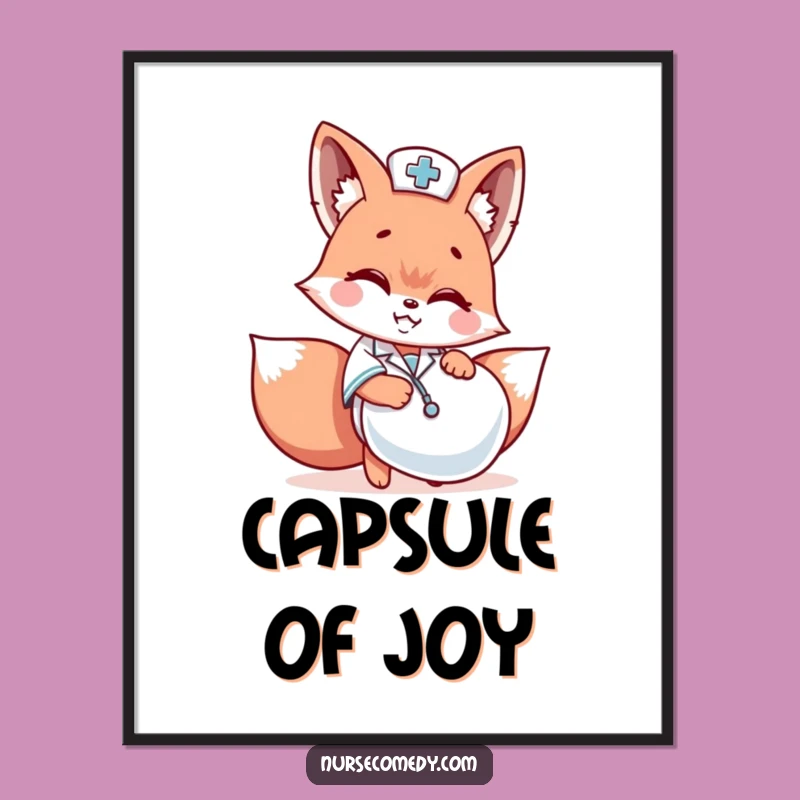 Funny Fox Nurse Digital Art: Playful Decor Funny Gift