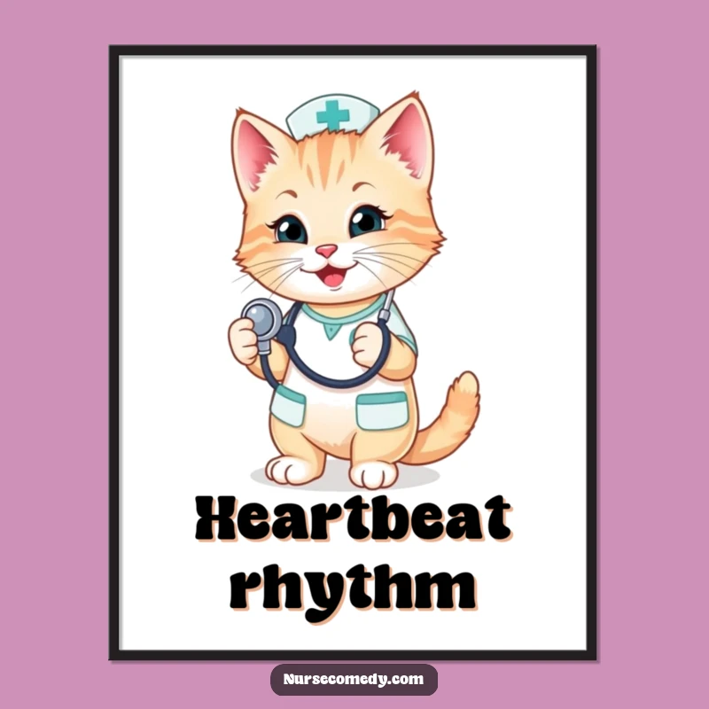 Funny Kitten Nurse Digital Art - Instant Adorable Feline Decor