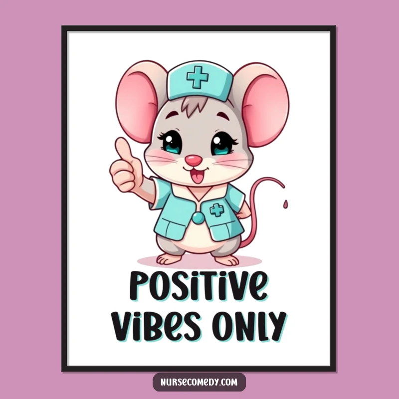 Funny Mouse Nurse Digital Art: Thumbs Up Cheer for Instant Decor