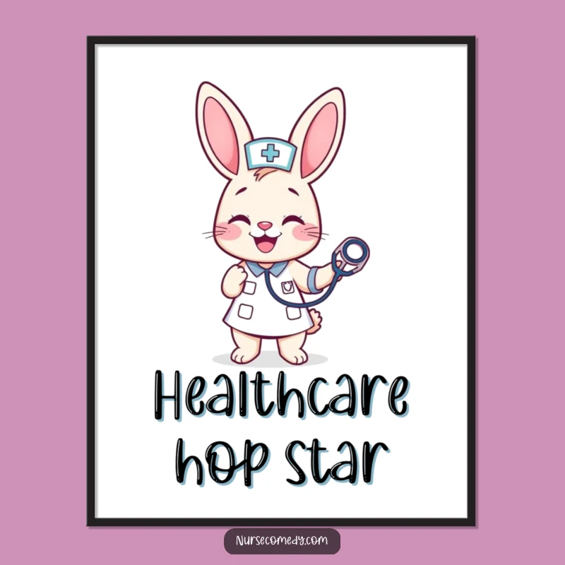 Funny Kawaii Bunny Nurse Digital Art: Instant Healing Humor