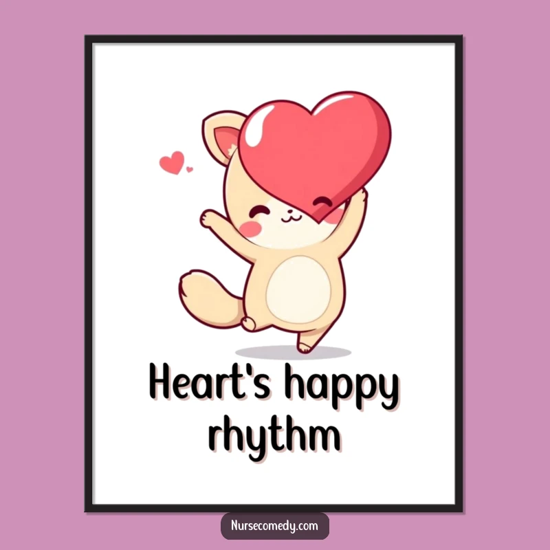 Instant Funny Kawaii Animal Art: Dance Heart Celebration, Downloadable Funny Gift