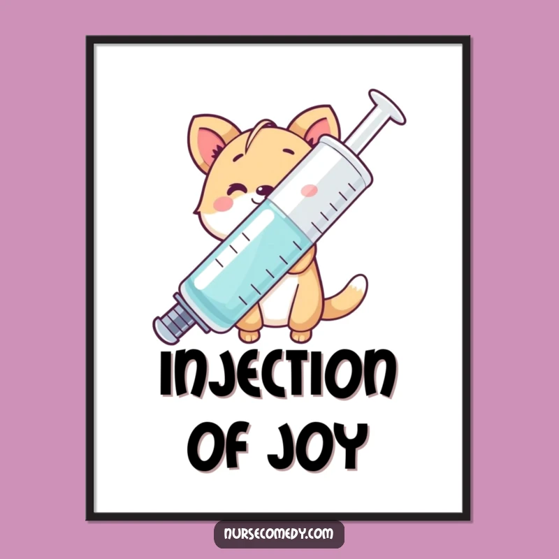 Funny Animal Digital Art: Syringe Peek Charm, Instant Humorous Wall Decor!