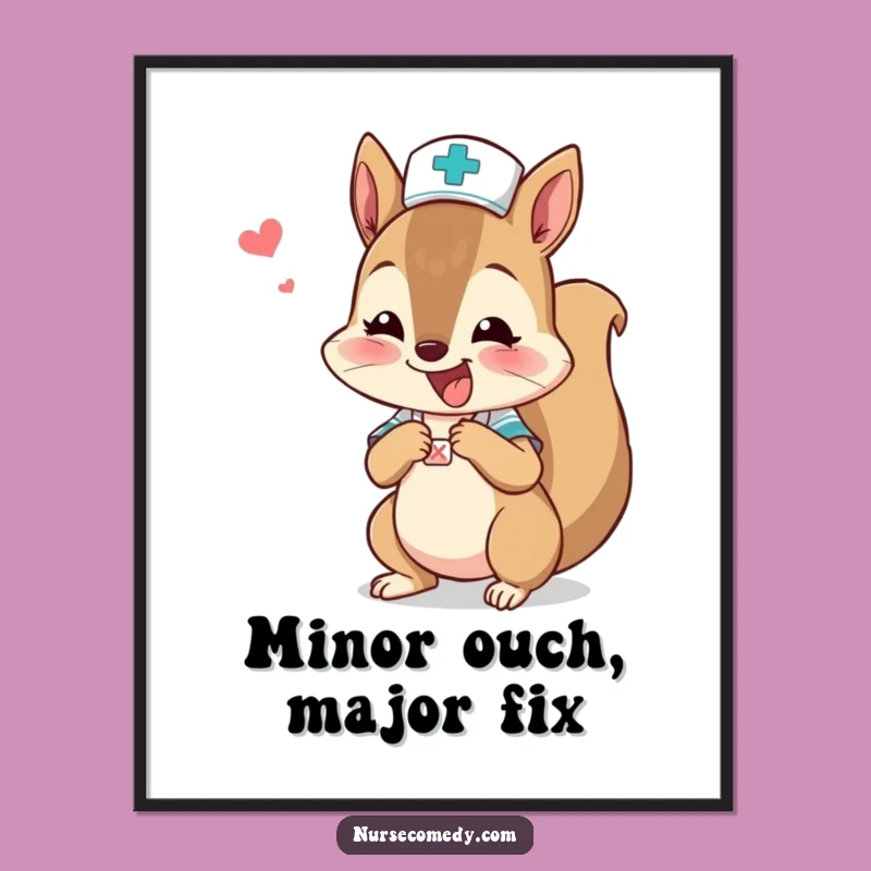 Funny Squirrel Nurse Digital Print - Energetic Wall Art