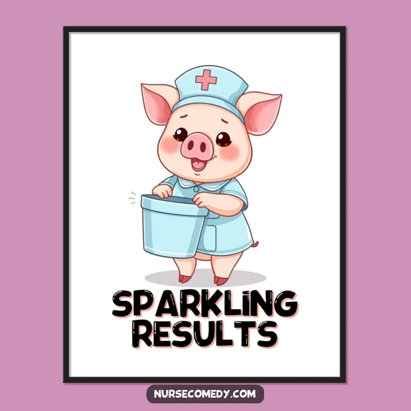 Funny Pig Nurse Digital Print: Cheerful Healthcare Art for Instant Download