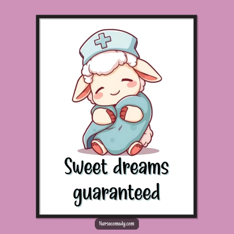 Funny Sheep Nurse Digital Art: Sleepy Character Download for Instant Calm