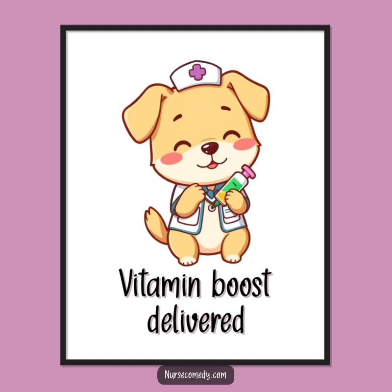 Funny Dog Nurse Digital Art - Instant Playful Decor Download