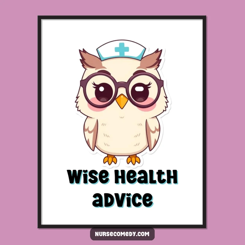 Funny Kawaii Owl Nurse Specs Digital Art: Instant Wise Decor for Your Walls