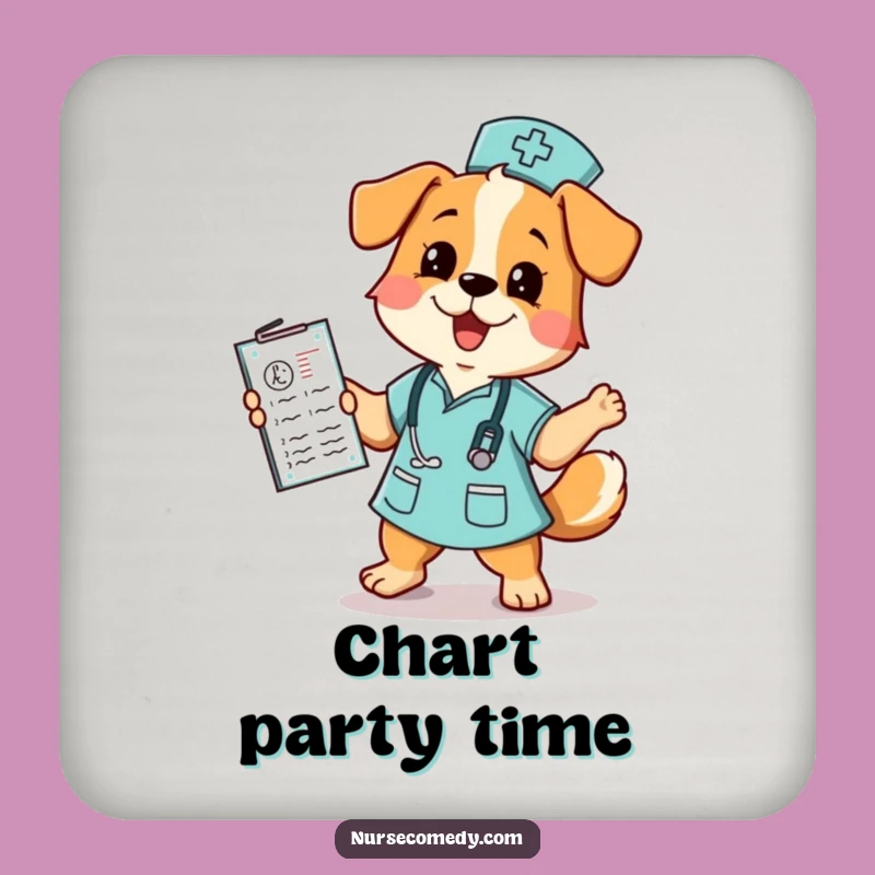 Funny Dog Nurse Coaster: Hilarious Medical Chart Drink Protection for Tables