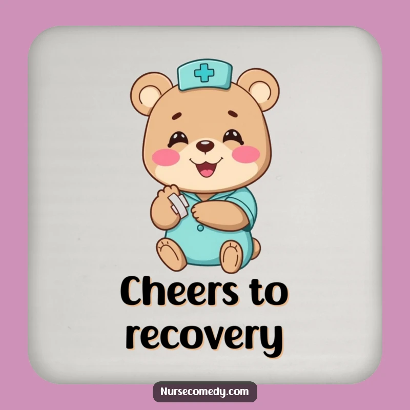 Funny Bear Nurse Coaster Set - Hilarious Protection for Your Surfaces