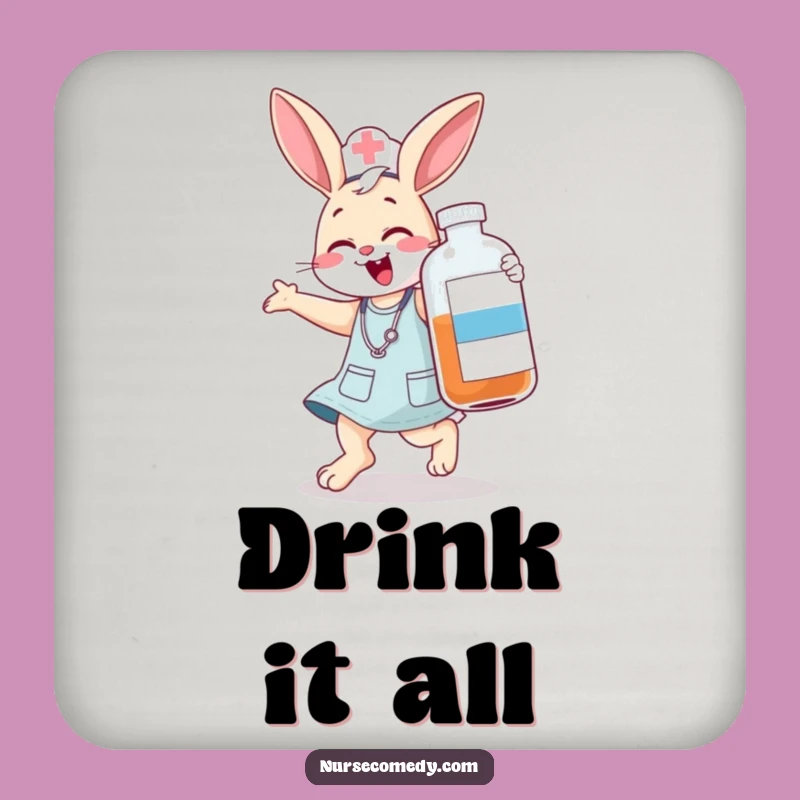 Funny Bunny Nurse Coaster Set - Hilarious Protection for Your Surfaces