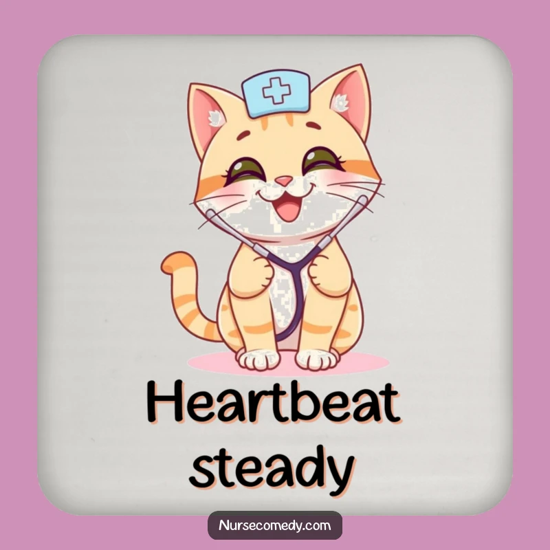 Funny Cat Nurse Coaster Set: Protect Surfaces with Playful Kitty Art